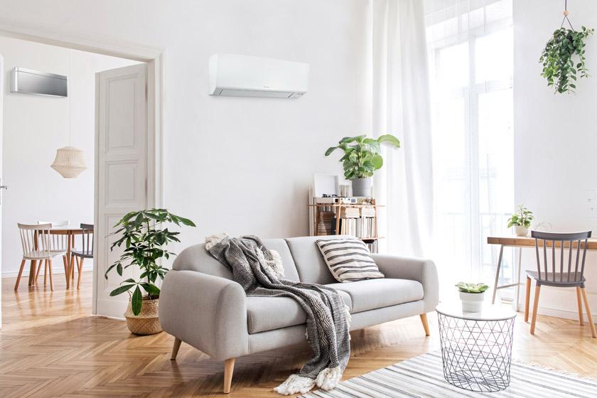 Air conditioning unit installed in a bright lounge